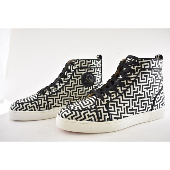 Christian Louboutin Mens Rantus Orlato Flat Tissu Black White High Sneaker 44 11 - Picture 11 of 13